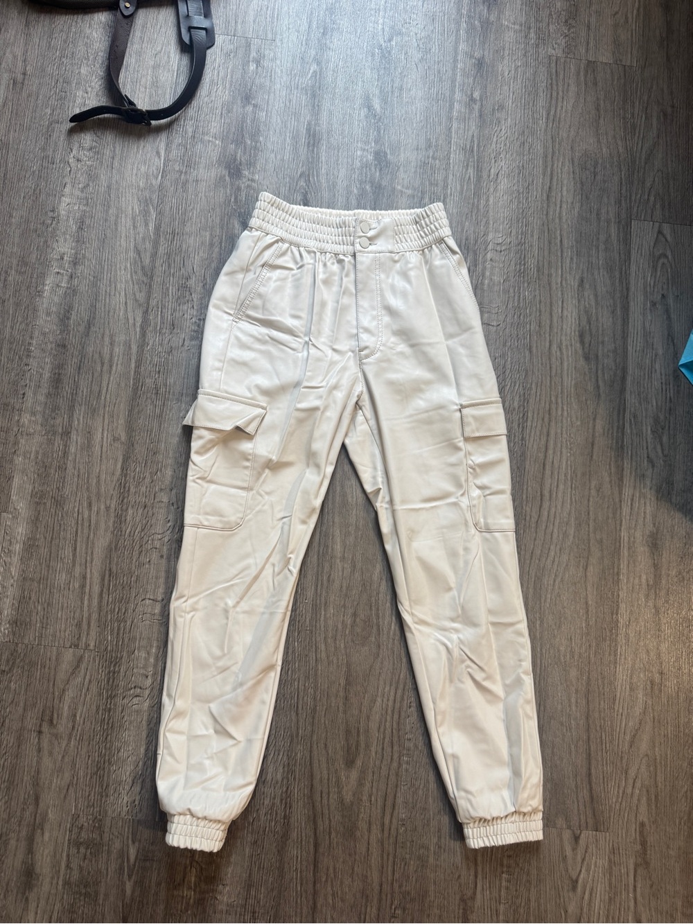 Abercrombie Cream leather Jogger Pants - Elastic Waist